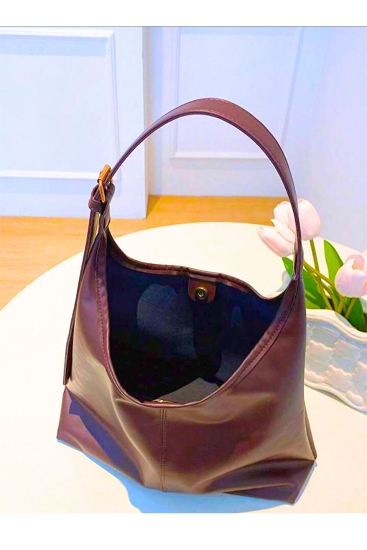 HAPBUY LUNA Kadın Bordo Omuz Çantası Yumuşak Iç Ve Dış Dokulu Kaliteli Işçilik - Görsel 3