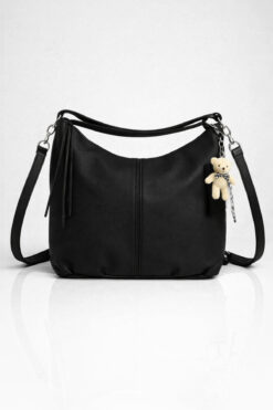 Av A Dos Büyük Boy Kadın Suni Deri Omuz Askılı Ayıcıklı Omuz ve Sırt çantası Olabilen Omuz Çantası