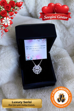 Lucente Jewellery Mıknatıslı Açılır Kapanır Kalpli 14 Şubat Sevgililer Günü Hediyesi 925 Gümüş Kap Yonca Aşk Kolyesi