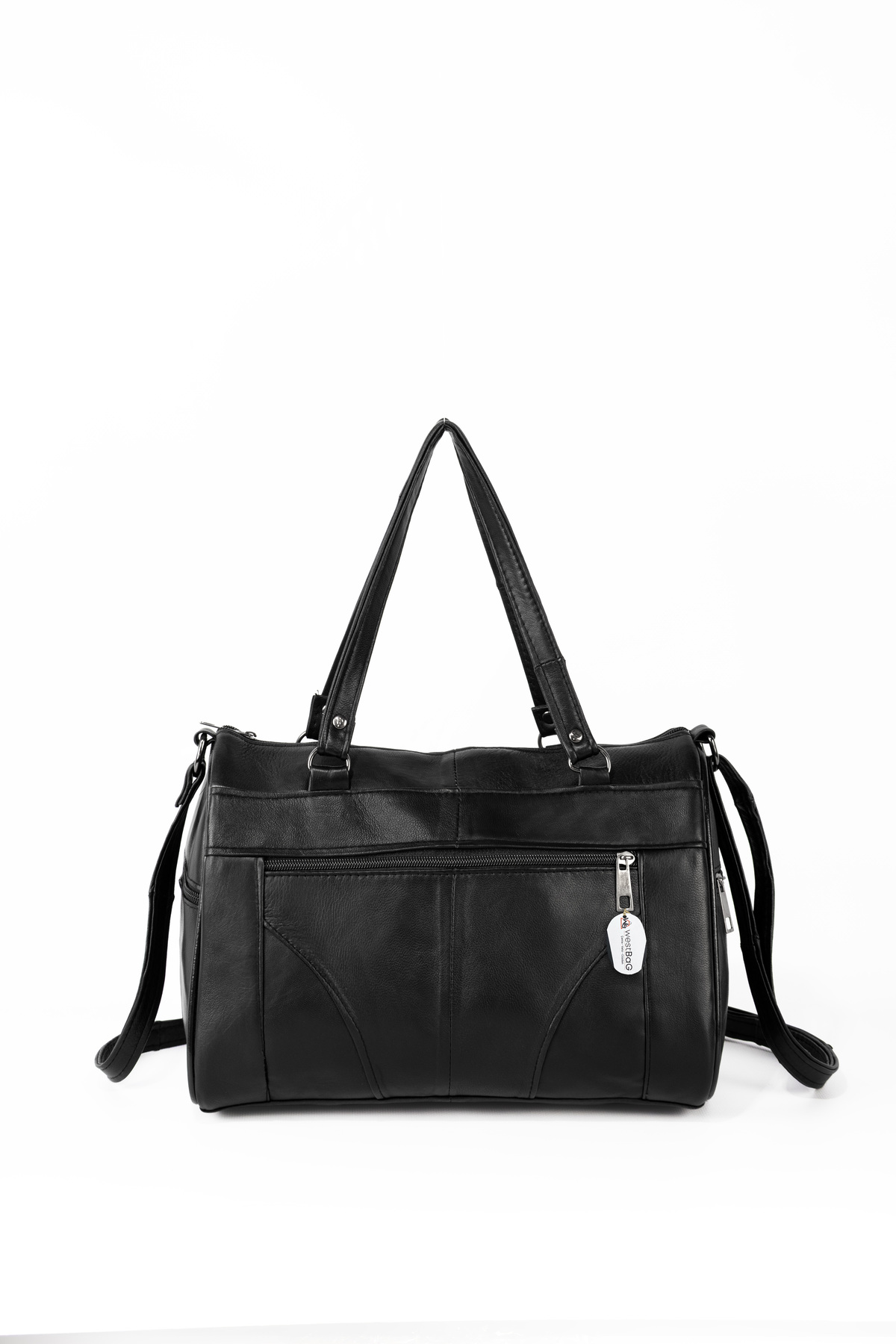 westbag Hakiki Deri Lüks Siyah Kol Omuz Askılı Çapraz Postacı Çok Gözlü Siyah Çanta - Görsel 2