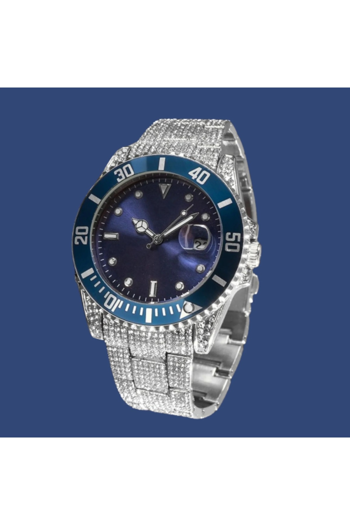 ÇENÇEN Unısex Yüksek Kalite Full Taşlı Çelik Kordon Saat