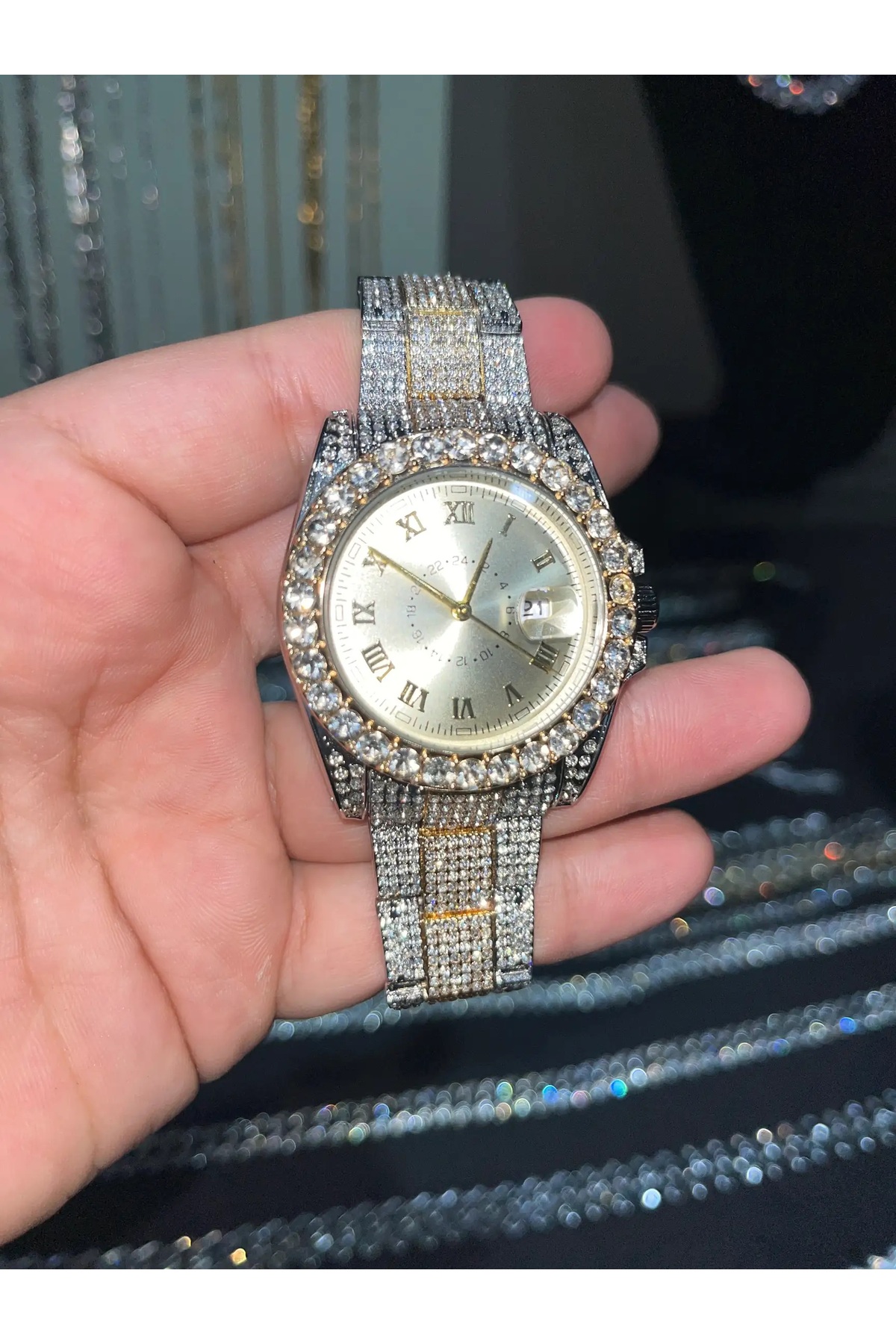 ÇENÇEN Unısex Yüksek Kalite Full Taşlı Çelik Kordon Saat - Görsel 3