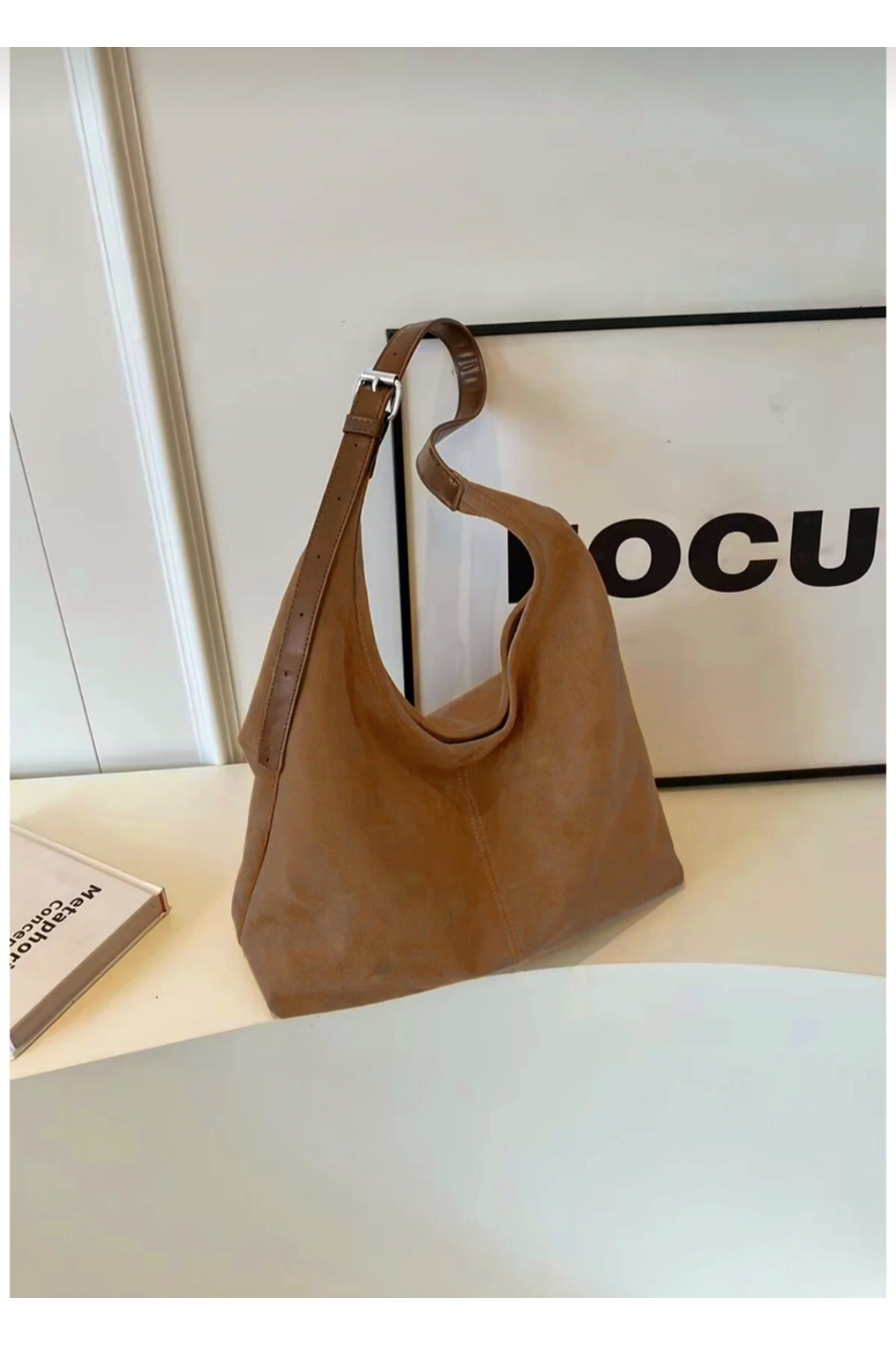 DENSİLA Kadın Açık Kahverengi Süet Salash Omuz Çantası - Görsel 2