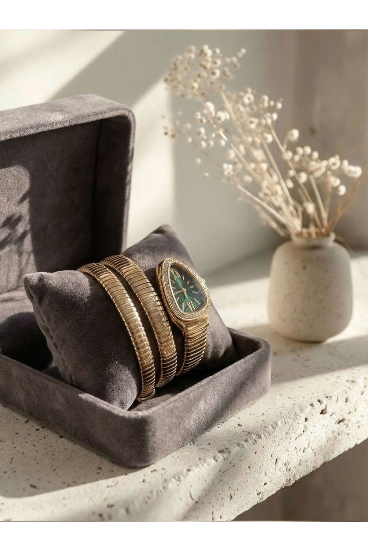 Mazzy Sarmal Yılan Model Kadın Kol Saati - Yeşil Kadran - Görsel 3