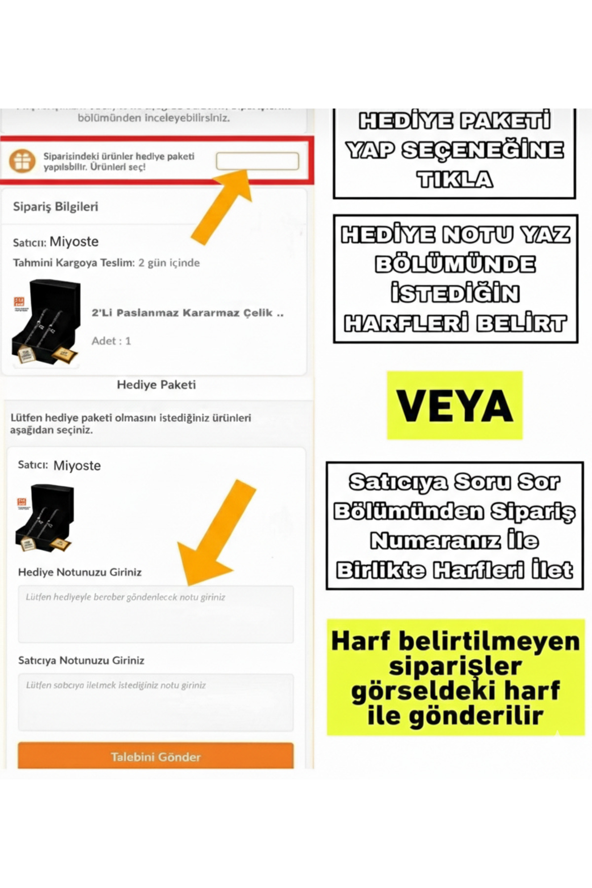 Miyoste 2'li Kararmaz Çelik Ikili Zincir Harfli Sevgili/çift Bilekliği Bileklik Harf - Görsel 2