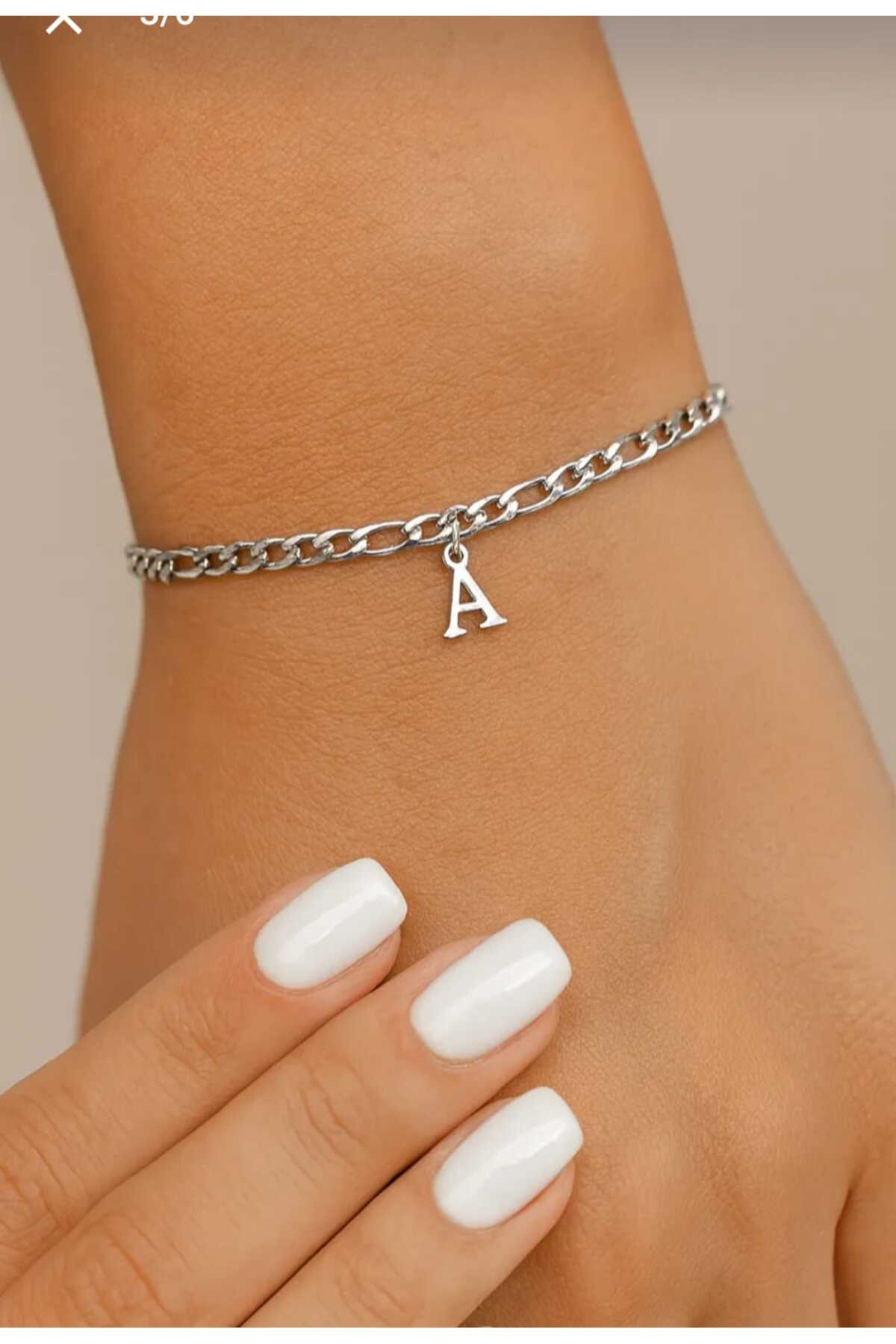 Miyoste 2'li Kararmaz Çelik Ikili Zincir Harfli Sevgili/çift Bilekliği Bileklik Harf - Görsel 3