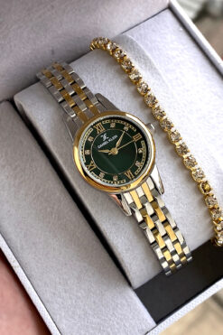 Daniel Klein Kadın Altın Gümüş Kordon Yeşil Kadran Yeni Sezon Orijinal Çelik Kol Saati Bileklik Hediyeli