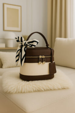 NOTHING Kadın Kahve Krem Dikdörtgen Formlu Çapraz Askılı El ve Omuz Çantası Melina