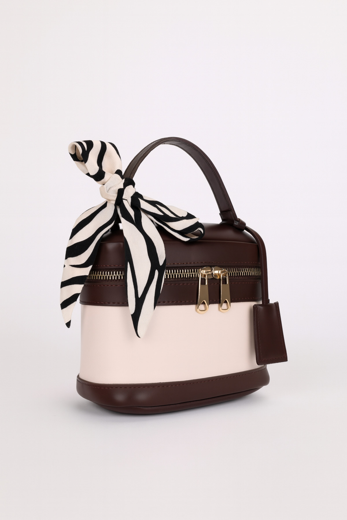 NOTHING Kadın Kahve Krem Dikdörtgen Formlu Çapraz Askılı El ve Omuz Çantası Melina - Görsel 3