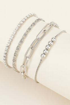 monalisatoka Kadın Gümüş Espanzer 4lü Bileklik Seti