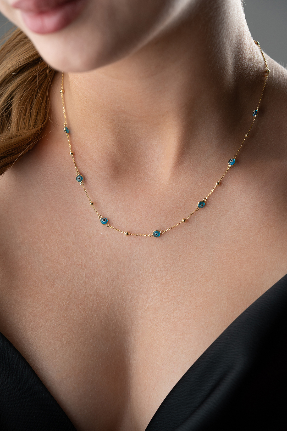 Silvano Jewelry 925 Ayar Gümüş Nazar Boncuklu Zincir Kolye - Görsel 2