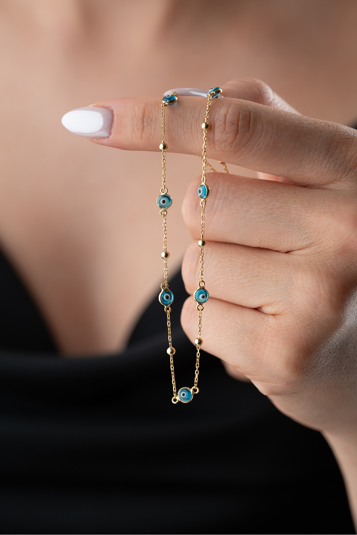 Silvano Jewelry 925 Ayar Gümüş Nazar Boncuklu Zincir Kolye - Görsel 3