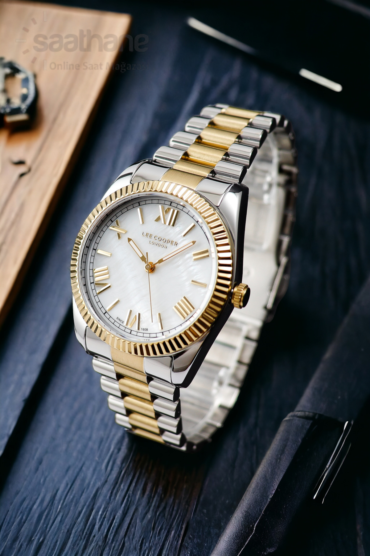 Lee Cooper Orijinal Sedef Kadran Silver Gold Kadın Kol Saati - Görsel 2