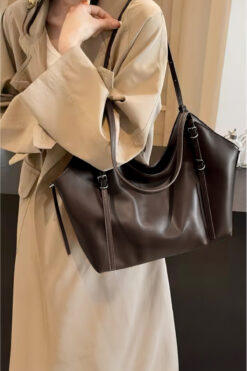 Rimense Kadın Acı Kahverengi Suni Deri El ve Omuz Çantası