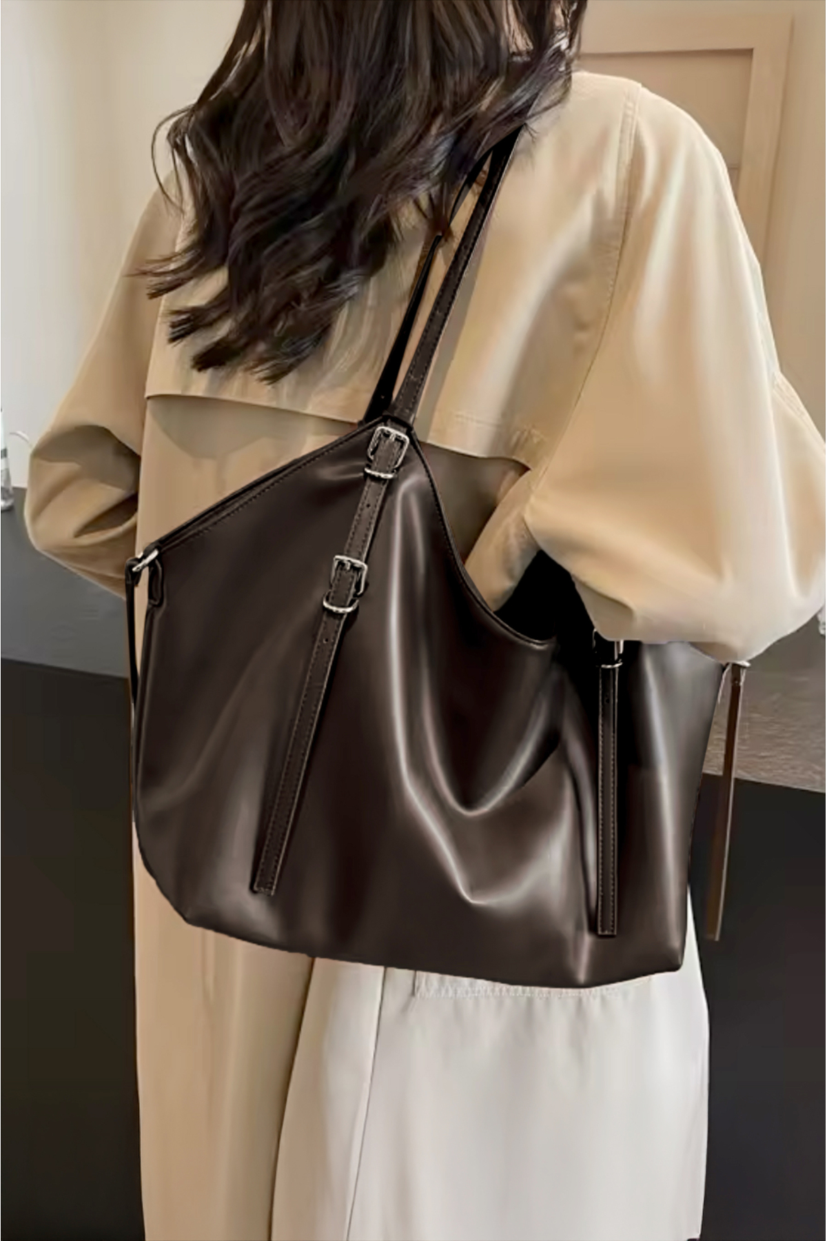 Rimense Kadın Acı Kahverengi Suni Deri El ve Omuz Çantası - Görsel 2