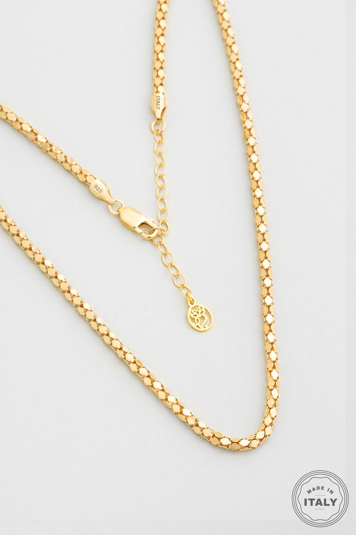 So CHIC... Amore İtalyan 18 Ayar Sarı Altın Kaplama 45 Cm Gümüş Zincir Kolye