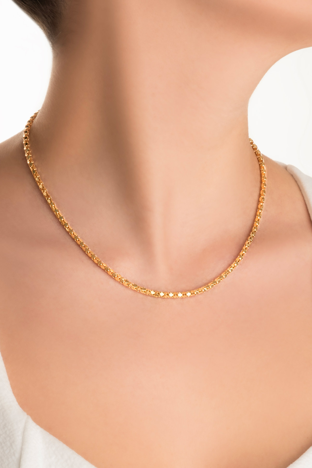 So CHIC... Amore İtalyan 18 Ayar Sarı Altın Kaplama 45 Cm Gümüş Zincir Kolye - Görsel 2