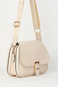 Vivaq Kadın Yonca Krem 4 Cepli Kapaklı Kolon Askılı Fermuar ve Çıt Çıt Kapama El Kol Ve Omuz Çantası