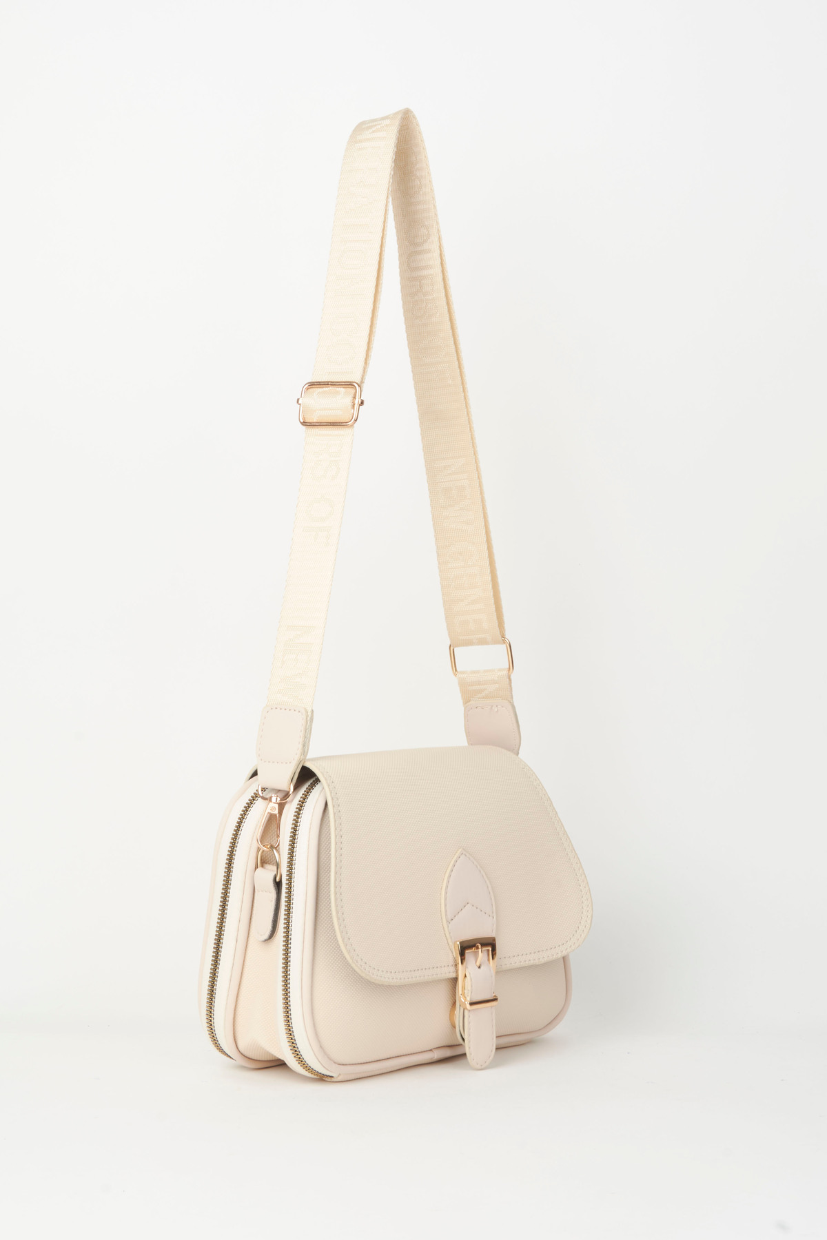 Vivaq Kadın Yonca Krem 4 Cepli Kapaklı Kolon Askılı Fermuar ve Çıt Çıt Kapama El Kol Ve Omuz Çantası - Görsel 2