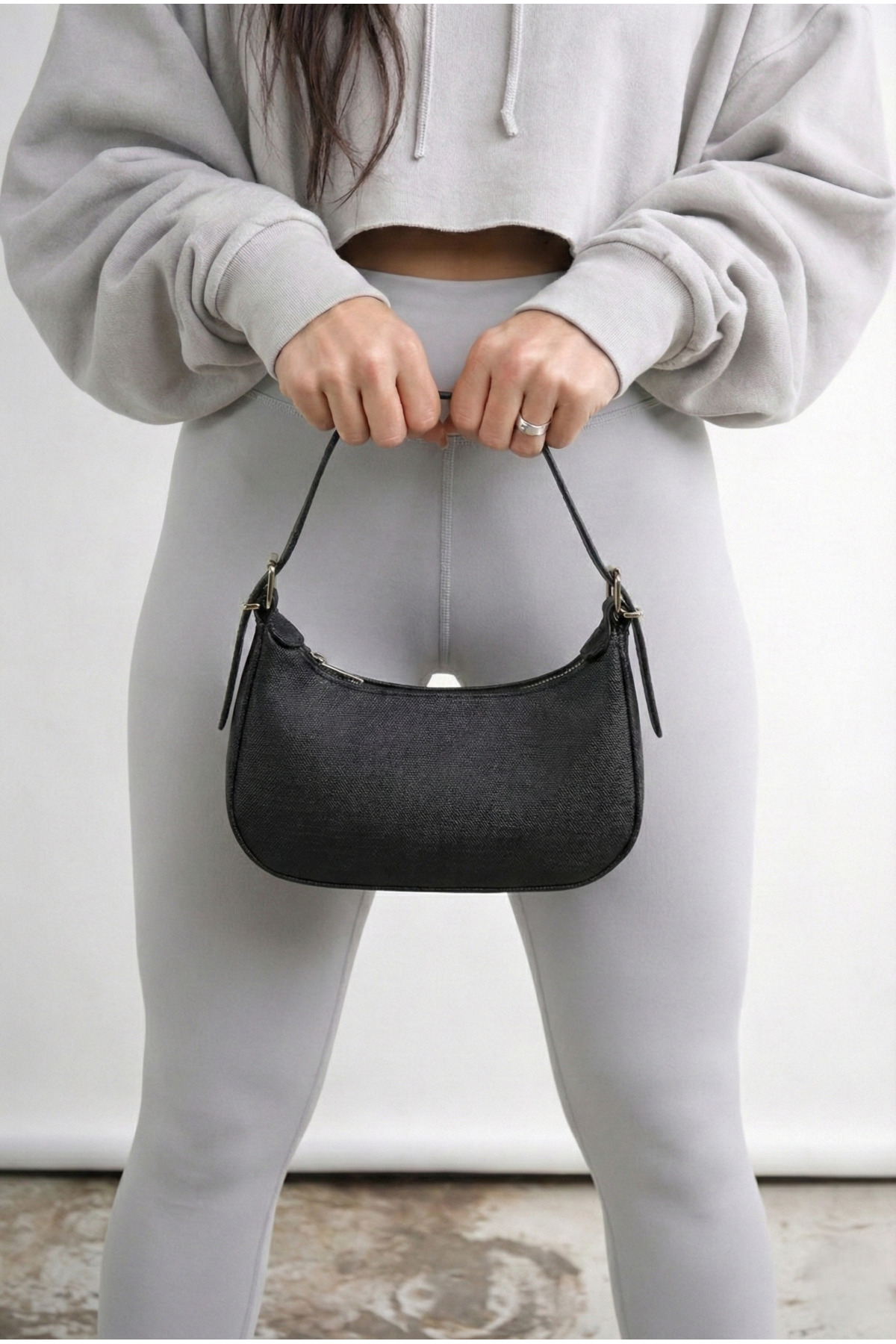 REVENKO Pera Kadın Baget Günlük Omuz Çantası Siyah - Görsel 2