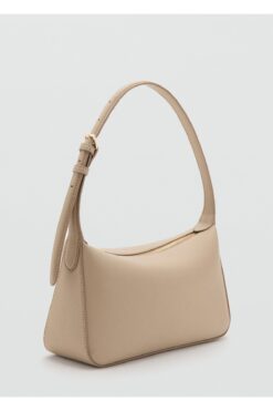 MANGO Woman Deri görünümlü omuz çantası