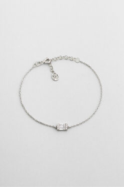 So CHIC... Işıltılı Baget 18 Ayar Beyaz Altın Kaplama 19 Cm Gümüş Bileklik