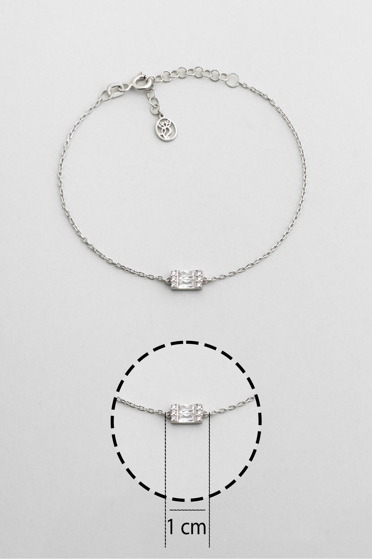 So CHIC... Işıltılı Baget 18 Ayar Beyaz Altın Kaplama 19 Cm Gümüş Bileklik - Görsel 3