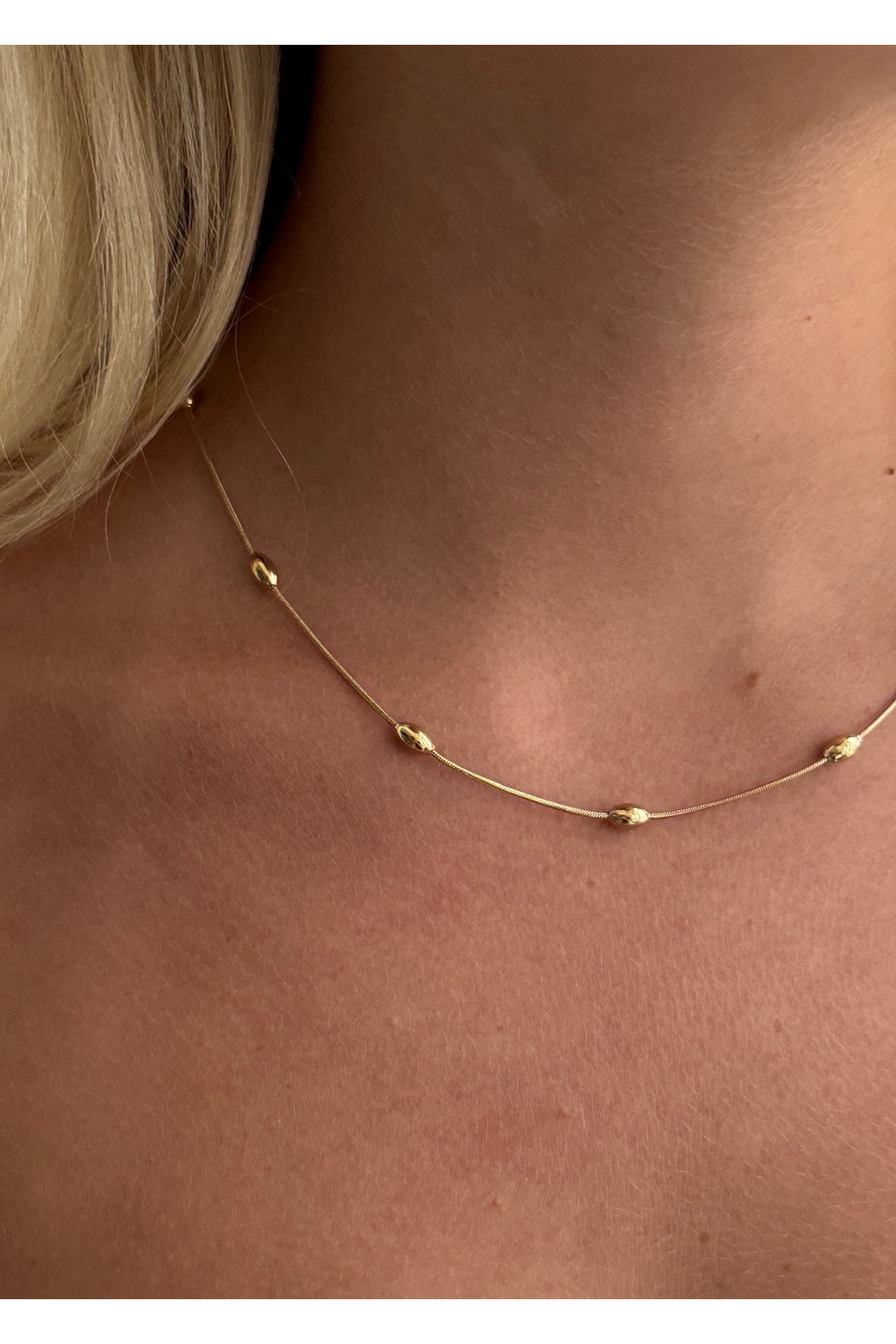 KİLİGİSTANBUL 45 CM ÇELİK BONCUKLU ZİNCİR KOLYE