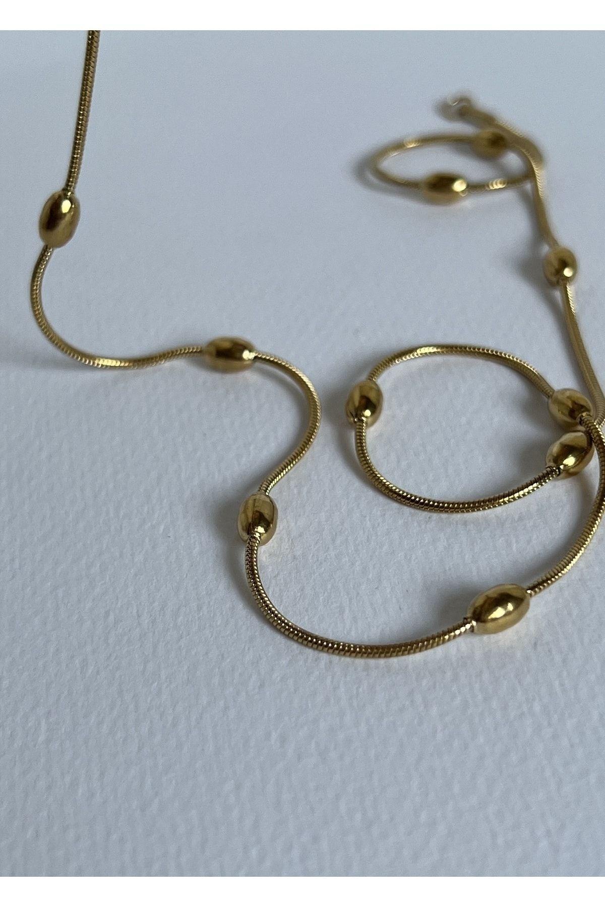 KİLİGİSTANBUL 45 CM ÇELİK BONCUKLU ZİNCİR KOLYE - Görsel 2