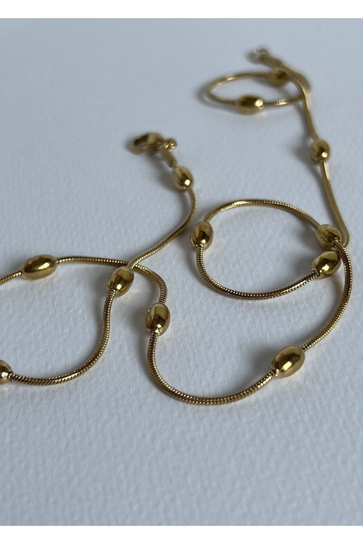 KİLİGİSTANBUL 45 CM ÇELİK BONCUKLU ZİNCİR KOLYE - Görsel 3