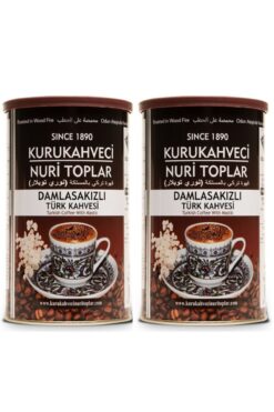 kurukahveci nuri toplar Damlasakızlı Türk Kahvesi 250 Gr-2 Adet Teneke Kutu(1,5 GR. 3 ADET İÇECEK HEDİYELİ)
