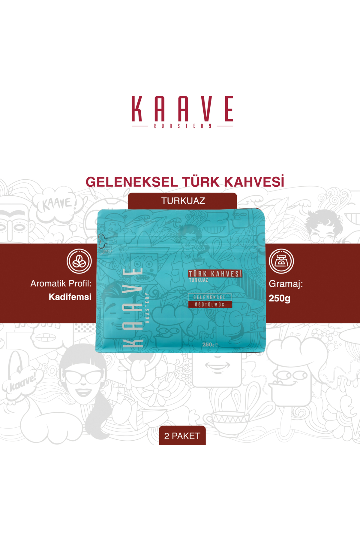 Kaave Roastery Türk Kahvesi Turkuaz 250 Gr*2'li Tanışma Paketi - Görsel 2