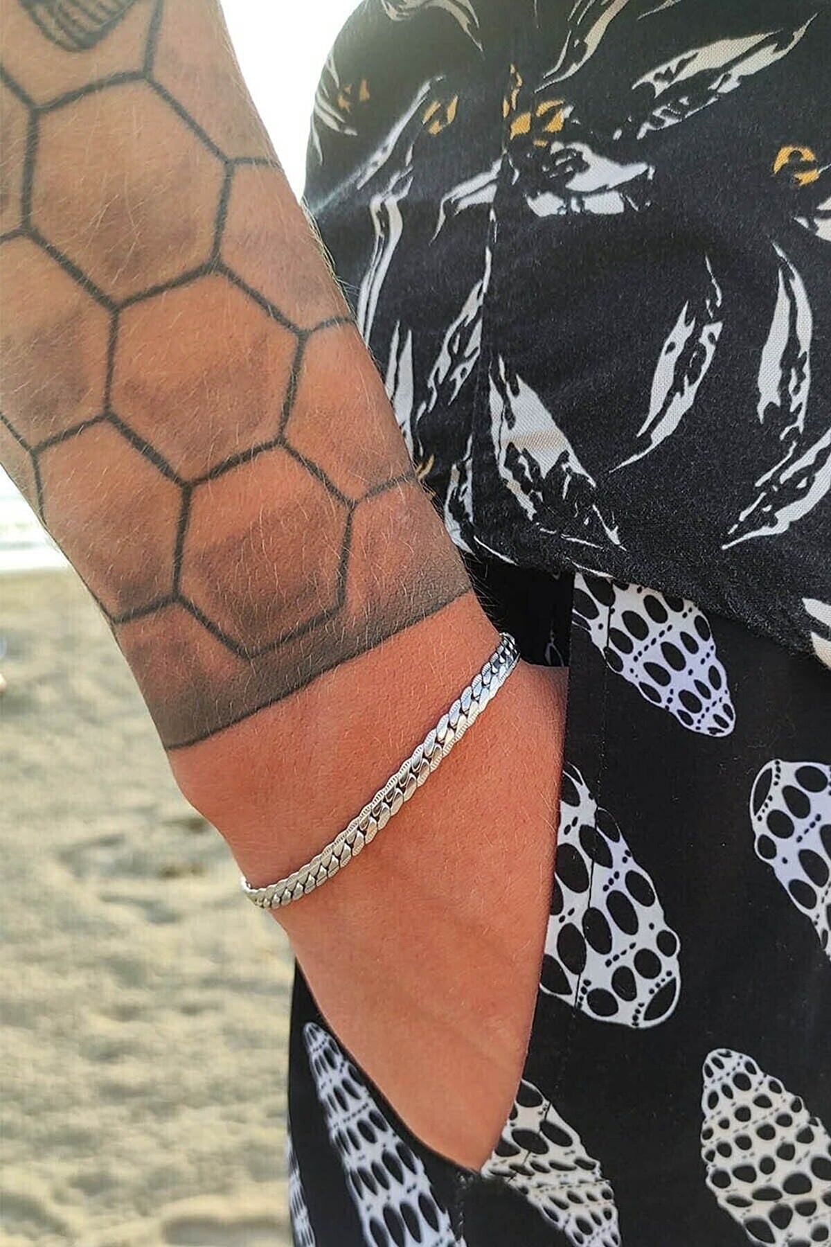 The Collection 3'lü Unisex Kararmaz Çelik Urban Ezme Singapur Küba Model Spor Bileklik Set - Görsel 2