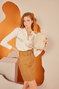 Pierre Cardin Bej Monogram Kadın Omuz Çantası 05PO22Y1539