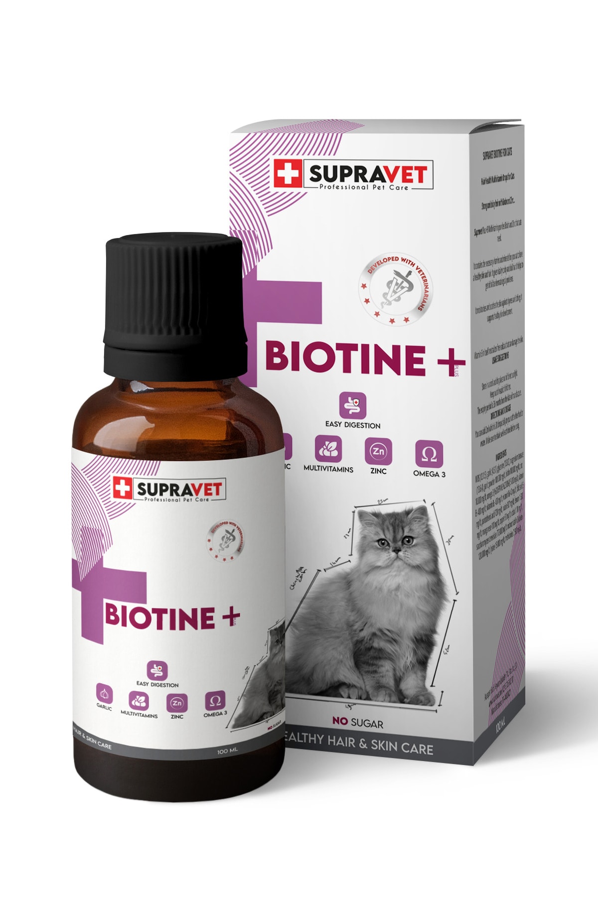 Supravet Plus +b For Cats Biotine Damla 100 Ml + Zinc + Multi Vitamin ( Kediler Için Tüy Sağlığı Damlası ) - Görsel 2