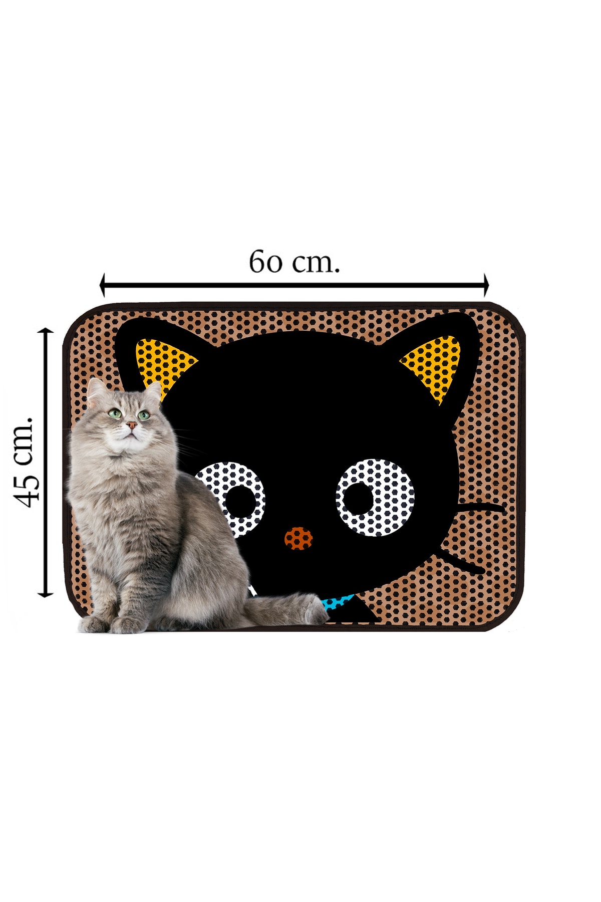 Pet Palace Elekli Tuvalet Önü Kedi Kumu Paspası,renkli Desenli,kum Toplayıcı, Yıkanabilir,60x45 Cm - Görsel 2