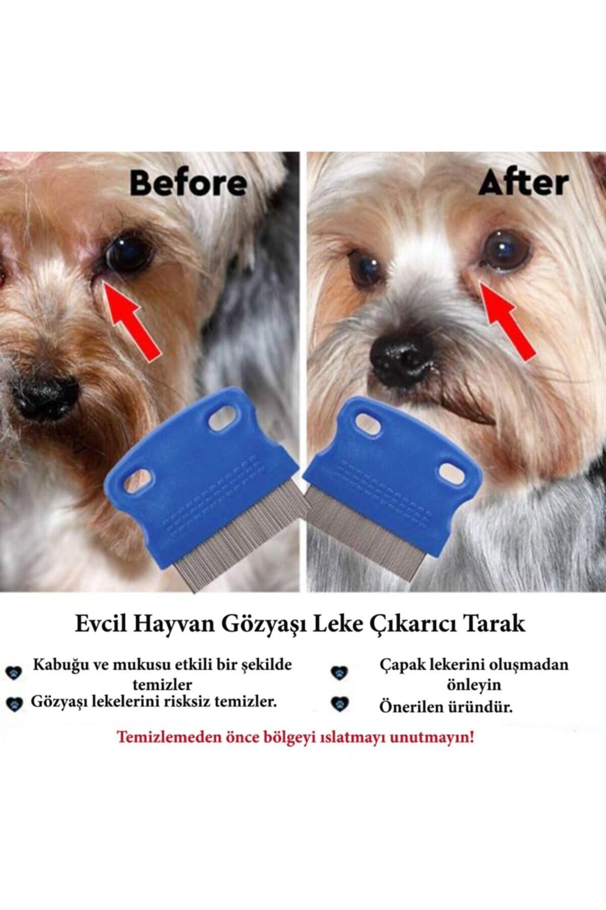 Buffer Kedi Köpek Pire Tarağı – Evcil Hayvan Gözyaşı Lekesi ve Bit Temizleme Metal Dişli Bakım Tarağı - Görsel 2