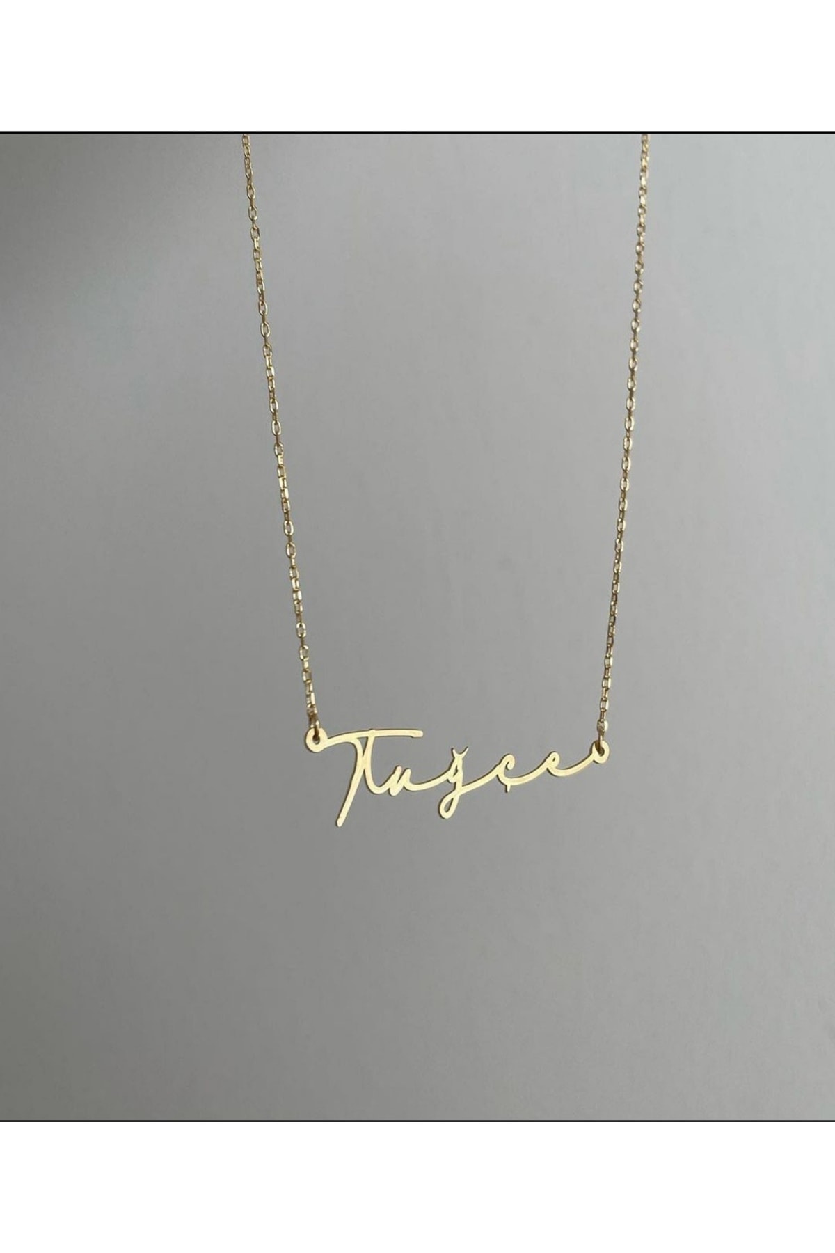 R.M. Store 18 Ayar altın kaplama Yatay Isim Kolye - Görsel 3