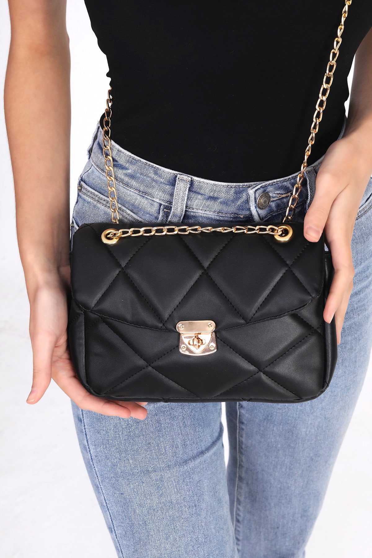 Top All BAG Kadın Siyah El Ve Omuz Kapitone Çanta - Görsel 3