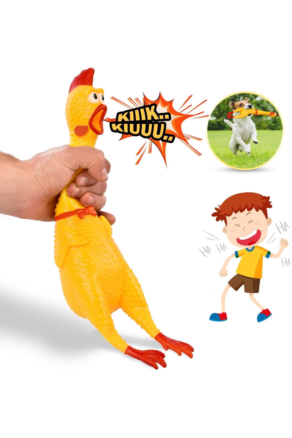Genel Markalar Büyük Boy Öten Çığlık Atan Horoz Tavuk Shrilling Chicken Kedi Köpek Oyuncağı - Görsel 3