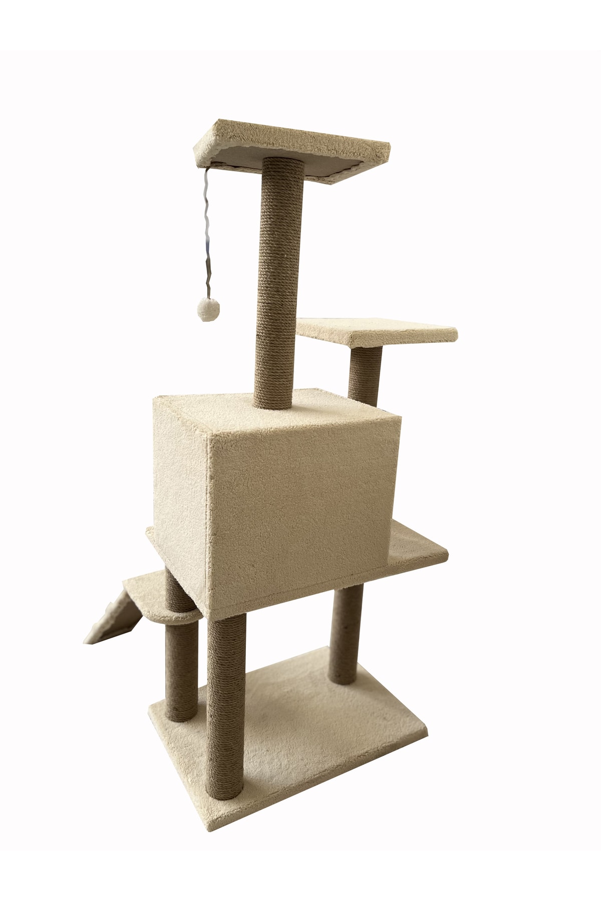 Nursoft B-08 Kedi Tırmalama Kedi Evi Ve Kedi Oyun Evi - Bej - Görsel 3