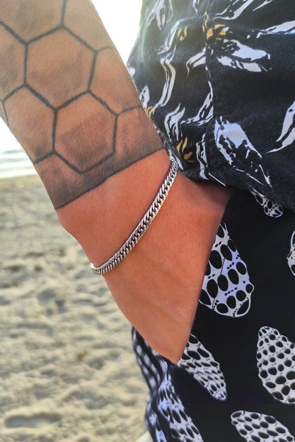 The Collection 3'lü Unisex Kararmaz Çelik Urban Ezme Singapur Küba Model Spor Bileklik Set - Görsel 3