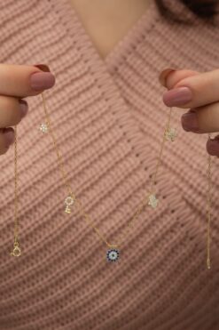 Nereze 925 Ayar Gold Şans Kolyesi Kadın Gümüş Kolye