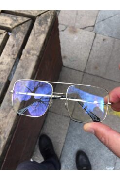 Aybars aksesuar Unisex Gümüş Çerçeveli Mavi Işık Filtreli Şeffaf Gözlük
