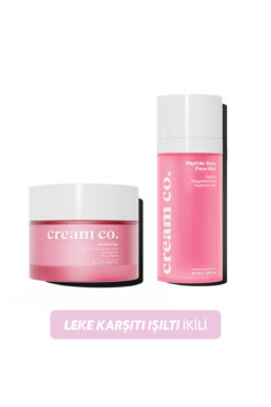 Cream Co. Leke Karşıtı Canlandırıcı Aydınlatıcı Işıltılı Yüz Spreyi Su Bazlı Nemlendirici Yüz Kremi İkili