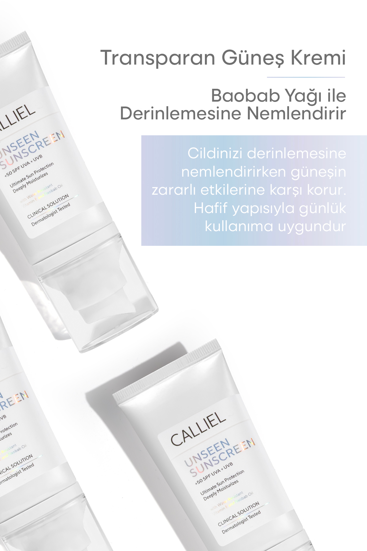 CALLİEL Görünmeyen, Şeffaf & Doğal Bitişli Nemlendirici Etkili 50 SPF Makyaj Bazı 50 Ml - Görsel 2