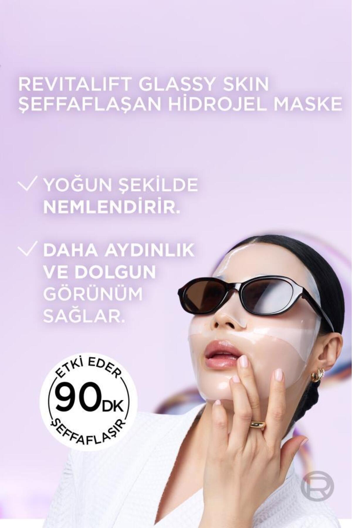 L'Oreal Paris Revitalift Glassy Skin Cam Cilt Görünümü Etkili Şeffaflaşan Işıltı & Nem Veren Hidrojel Yüz Maskesi - Görsel 3