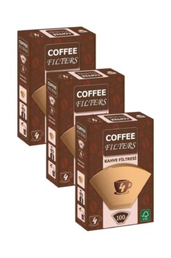 Coffee Filters Coffeo Filters NO4 100 Adet Kahve Filtre Kağıdı x 3 Adet
