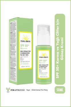 Maru.Derm Karma Ve Yağlı Ciltler için Güneş Kremi SPF 50+ PA++++ | Yeni Nesil Kore Filtreli 50 ML