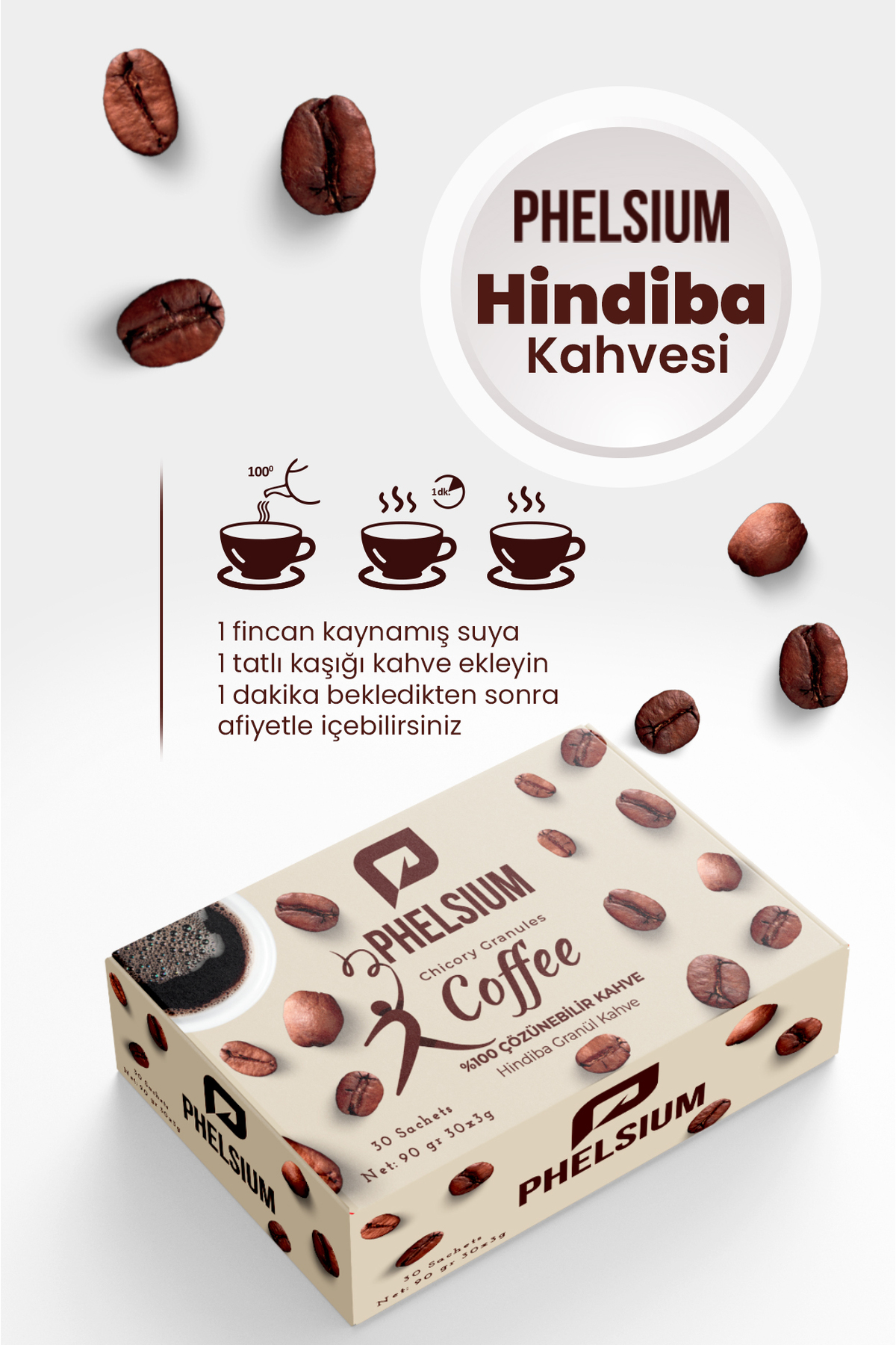 PHELSİUM Hindiba Kahve 30 Saşe 1 aylık - Görsel 2